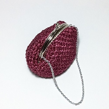 SOFIA - Handmade in Italy - Handtasche elegant. Kleine Kupplung. Lila. Evening purple clutch purse / coin wallet, with vintage kiss clasp. - 