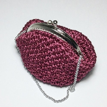 SOFIA - Handmade in Italy - Handtasche elegant. Kleine Kupplung. Lila. Evening purple clutch purse / coin wallet, with vintage kiss clasp. - 