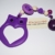Spielkette Beißkette aus Silikon mit Eule in lila beige – Kinderwagenkette - 