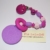Spielkette Beißkette aus Silikon mit Keks in lila pink rosenquarz - Kinderwagenkette -