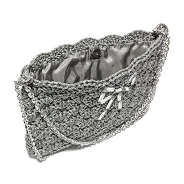 TECLA - Handmade in Italy - Handtasche elegant. Grau. Evening silver clutch purse. Unique piece. - 