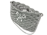 TECLA - Handmade in Italy - Handtasche elegant. Grau. Evening silver clutch purse. Unique piece. -