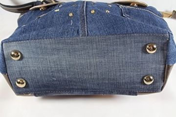 trendige Sternen Handtasche Echtleder Bronze/Metallic kombiniert mit Jeans - 