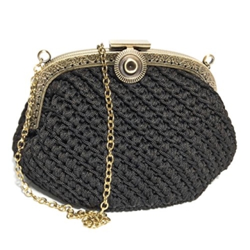 UMA - Handmade in Italy - Handtasche elegant. Kleine Kupplung. Schwarz. Evening black clutch purse, with vintage clasp. - 