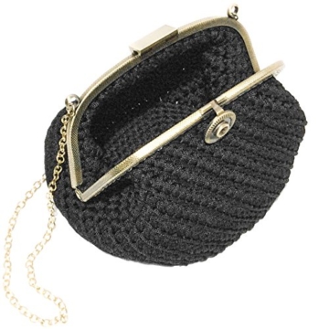 UMA - Handmade in Italy - Handtasche elegant. Kleine Kupplung. Schwarz. Evening black clutch purse, with vintage clasp. -