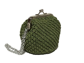 VIRGINIA - Handmade in Italy - Handtasche elegant. Grün. Evening green clutch purse / coin wallet, vintage kiss clasp. - 