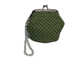 VIRGINIA - Handmade in Italy - Handtasche elegant. Grün. Evening green clutch purse / coin wallet, vintage kiss clasp. -